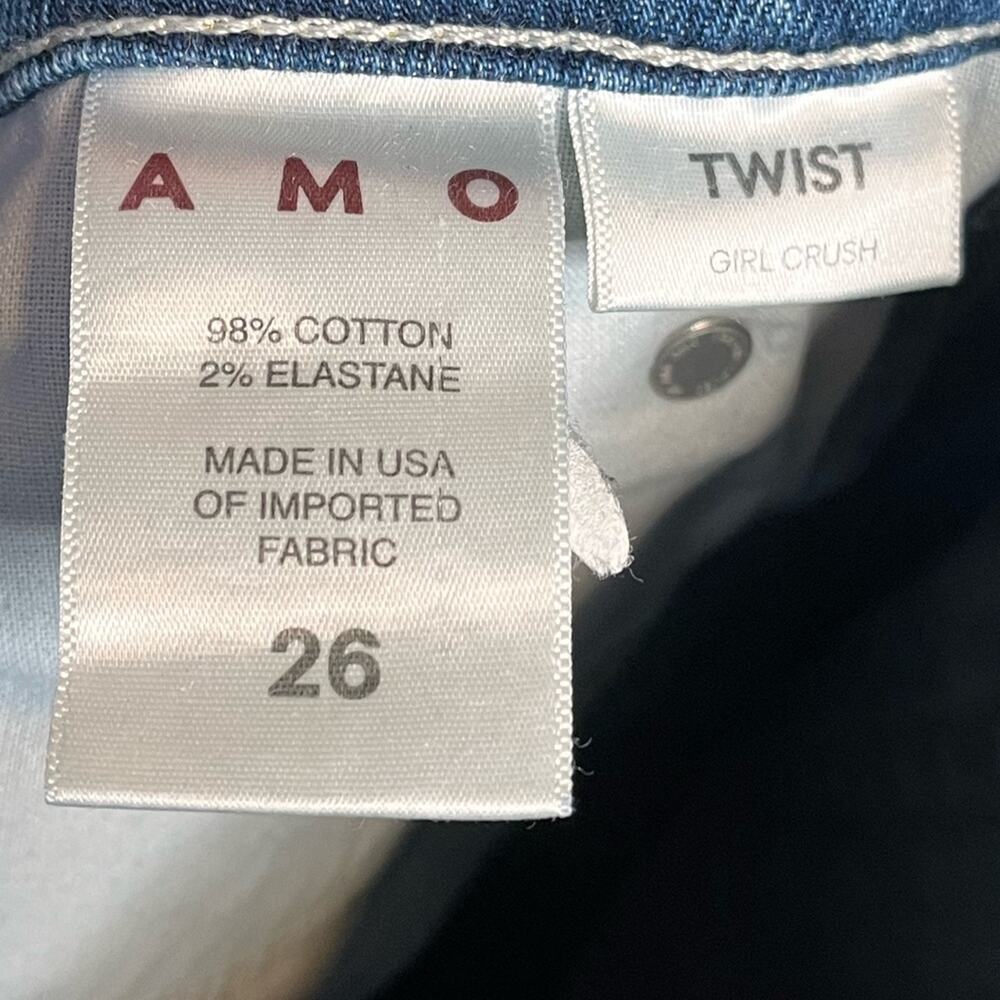 AMO Twist in Girl Crush Ankle Slit Jeans 25 Slim | Mid Rise Lightly Distressed - Picture 6 of 6